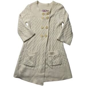 Y2K Juicy Couture Cream Cable Knit Sweater Dress Size Medium Wool Cashmere